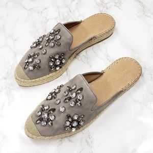 Halogen Espadrille Suede Crystal Embellished Mule